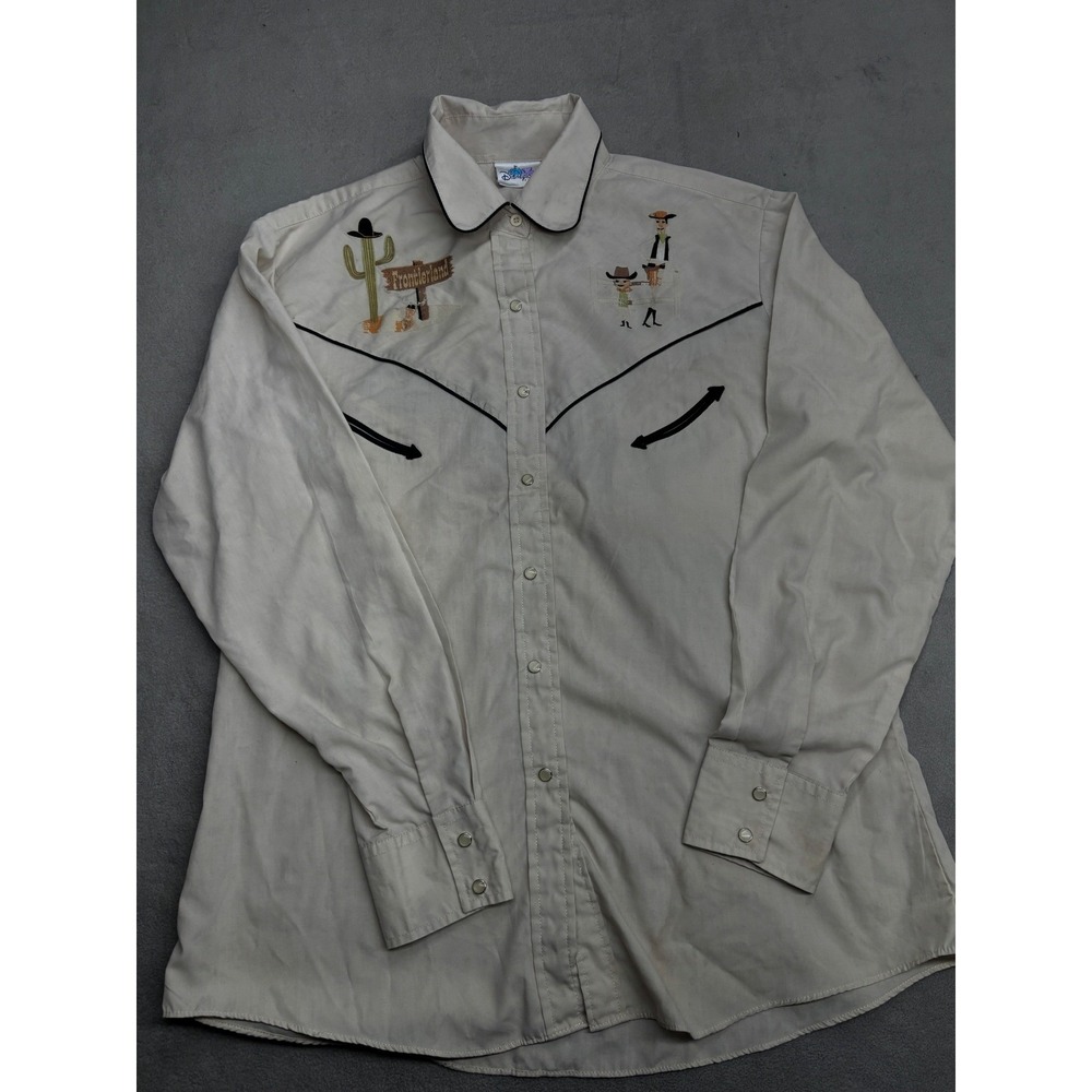 Vintage Disneyland Resort Frontierland Western Snap Shirt Embroidered Large